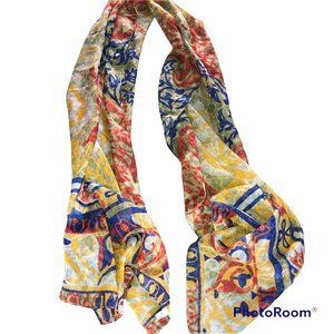 Vintage Italian lovely rich graphic print hand rolled hand sewn